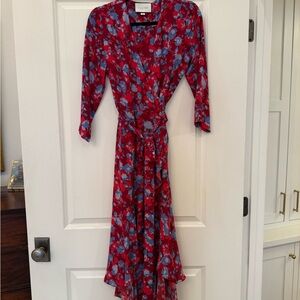 Alexis Red and Blue Floral Women's wrap Dress